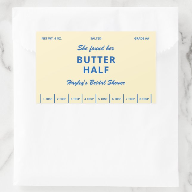 Sticker Rectangulaire She Found Her Butter Half Bridal Shower Label (Sac)