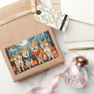 Sticker Rectangulaire Shiba Inu Halloween Éffrayant