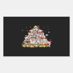 Sticker Rectangulaire Sibérie des lumières des arbres de Noël   chien xm