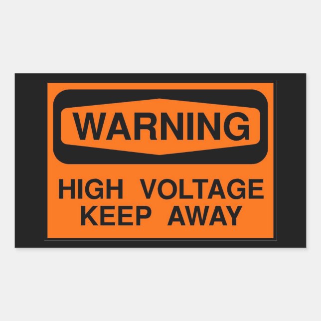Sticker Rectangulaire signal haute tension (Devant)