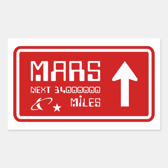 Sticker Rectangulaire Signal routier de Mars (Devant)