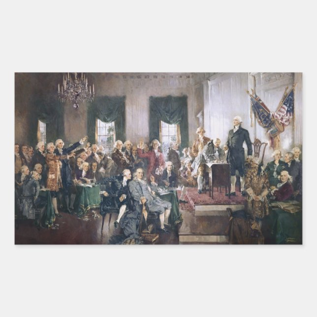 Sticker Rectangulaire Signature de la Constitution américaine par Christ (Devant)