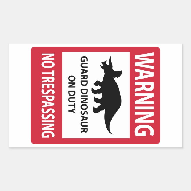 Sticker Rectangulaire Signe d'absence d'intrusion (Tricératops) (Devant)