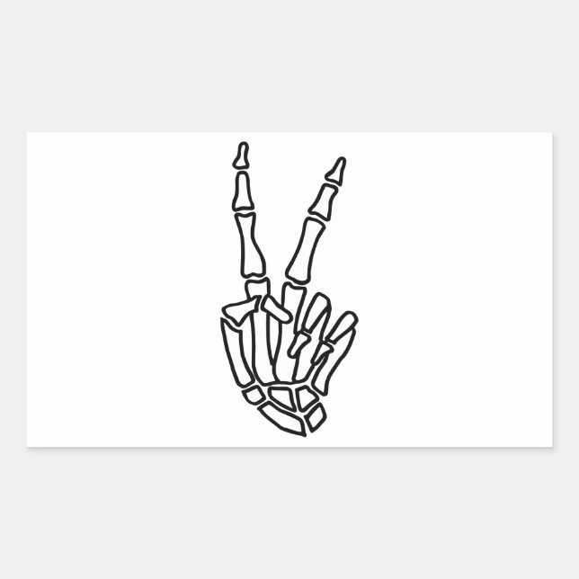 Sticker Rectangulaire Signe de paix main squelette (Devant)