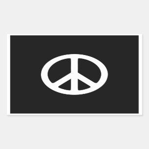 Sticker Rectangulaire Signe de paix noir et blanc