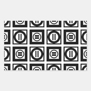 Sticker Rectangulaire SIGNE Géométrique Noir et Blanc Motif