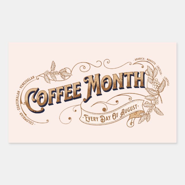 Sticker Rectangulaire SIGNE vintage Mois du café (Devant)