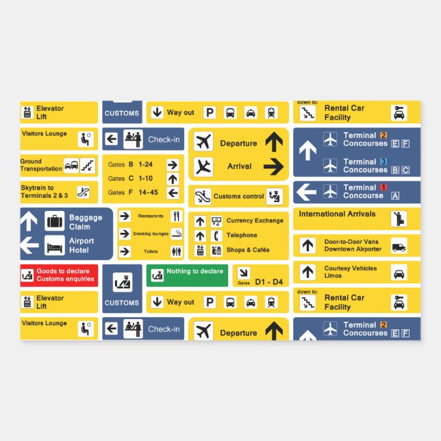 Sticker Rectangulaire Signes d'aéroport (Devant)