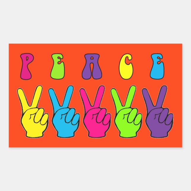 Sticker Rectangulaire Signes de paix (Devant)