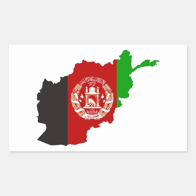Sticker Rectangulaire silhouette de la carte du drapeau de l'afghanistan (Devant)