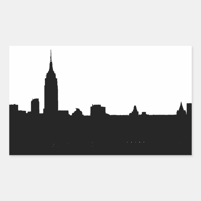 Sticker Rectangulaire Silhouette de New York noir et blanc (Devant)