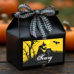 Sticker Rectangulaire Silhouette de sorcière pieuse Halloween