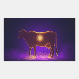 Sticker Rectangulaire Silhouette de vache divine Govardhan Puja Spirit