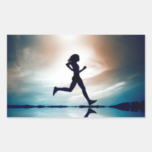Sticker Rectangulaire silhouette d'une fillette en courant
