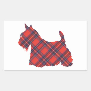 Sticker Rectangulaire Silhouette écossaise Terrier Tartan