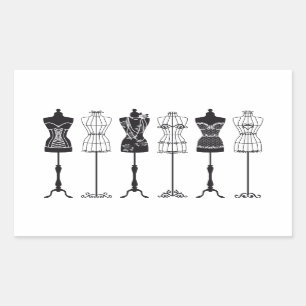 Sticker Rectangulaire Silhouettes vintages de mannequins de mode