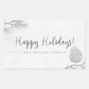Sticker Rectangulaire Silver Pine Holiday