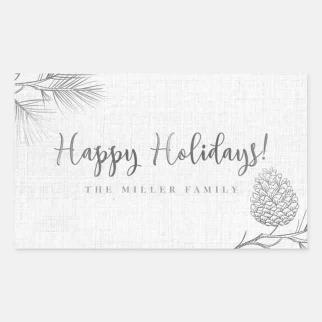 Sticker Rectangulaire Silver Pine Holiday (Devant)