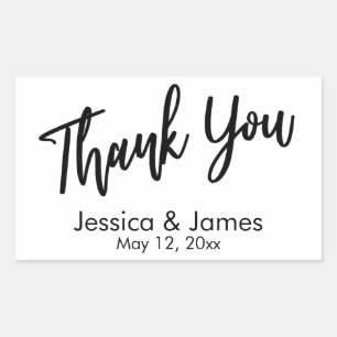 Sticker Rectangulaire Simple Décontracté Merci de typographie noir et bl