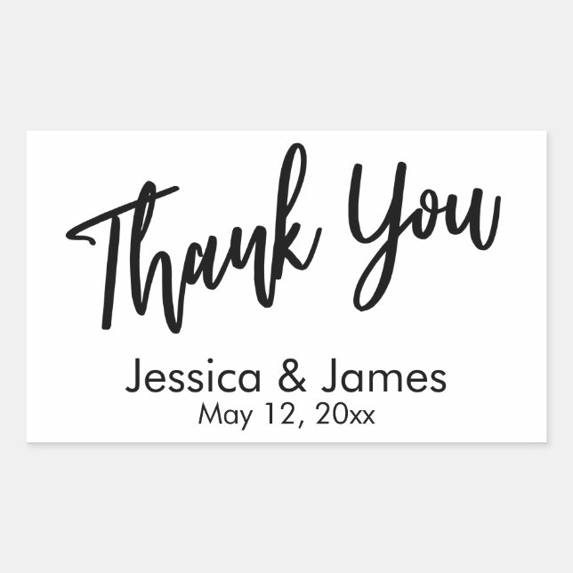 Sticker Rectangulaire Simple Décontracté Merci de typographie noir et bl (Devant)