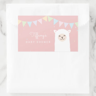 Sticker Rectangulaire Simple Elegant Douce Alpaca Llama Baby shower fill