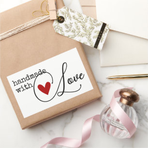 Sticker Rectangulaire Simple fait à la main avec coeur d'amour Simple él