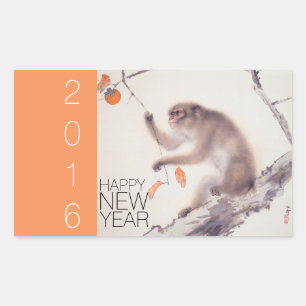 Sticker Rectangulaire Singe Chinois Nouvel An coutume 2016 Art Japonais