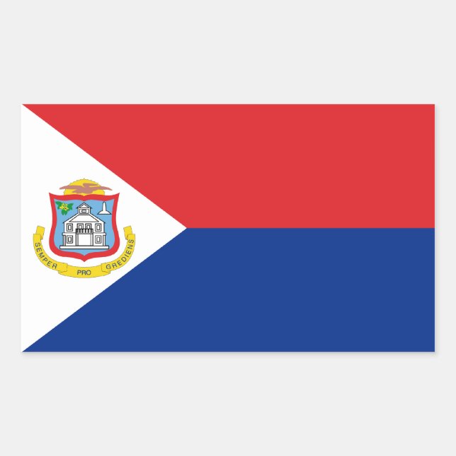 Sticker Rectangulaire Sint Maarten, Drapeau Saint-Martin, Néerlandais/Pa (Devant)