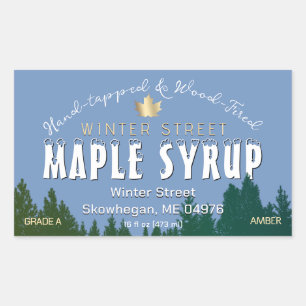 Sticker Rectangulaire Sirop d'érable à feuilles d'or de la forêt verte