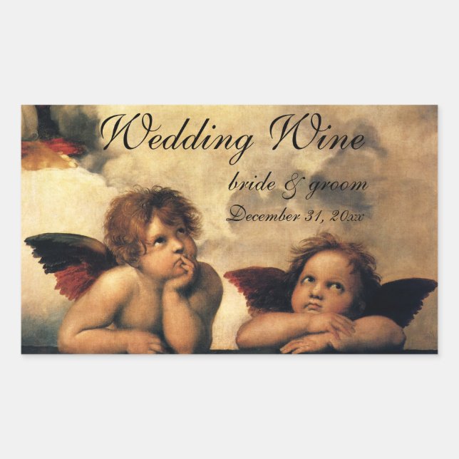 Sticker Rectangulaire Sistine Madonna Angels par Raphael Mariage (Devant)
