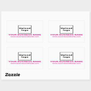 Sticker Rectangulaire Site Web d'entreprise Textes roses sur blanc