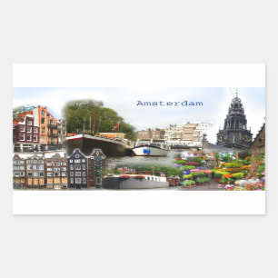 Sticker Rectangulaire Sites touristiques d'Amsterdam