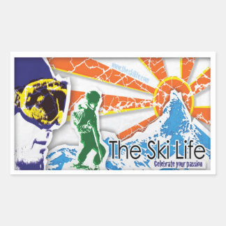 Sticker Rectangulaire Ski Life - Célébrez votre passion