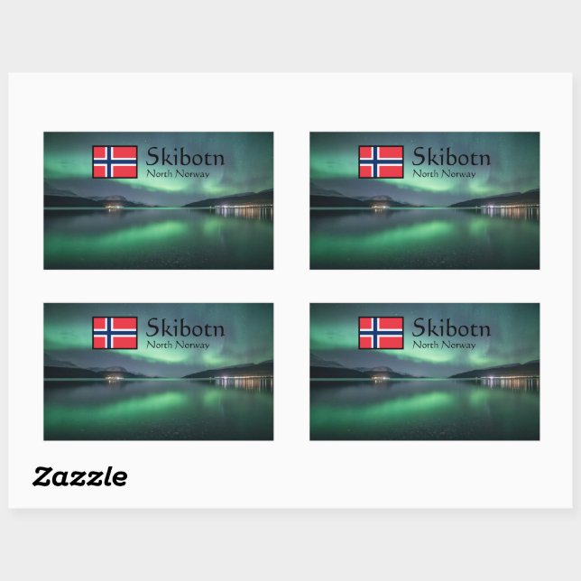 Sticker Rectangulaire Skibotn Northern Lights (Feuille)