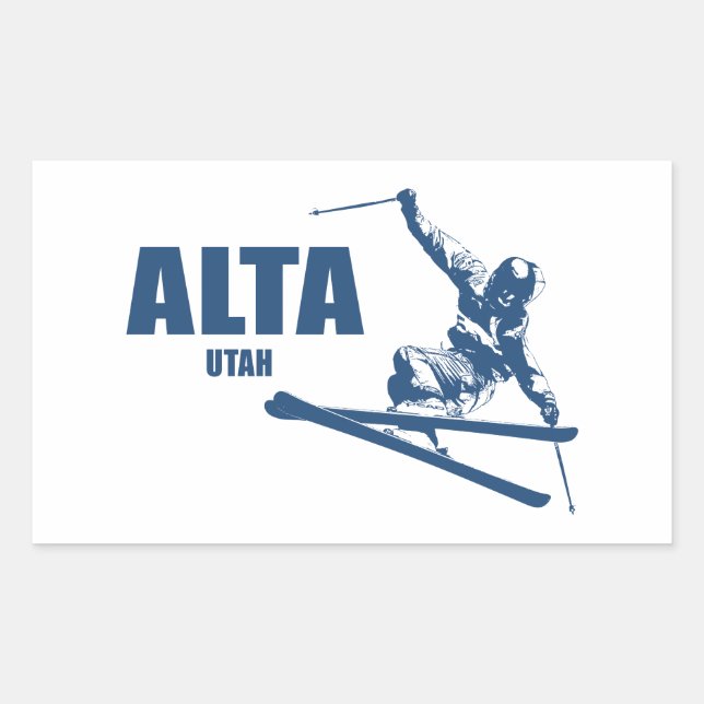 Sticker Rectangulaire Skier Alta Utah (Devant)