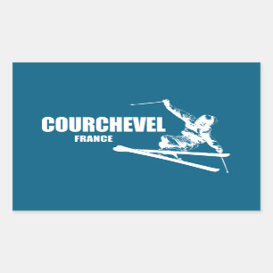 Sticker Rectangulaire Skier Courchevel France
