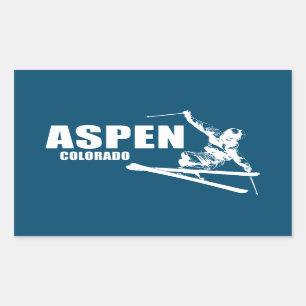 Sticker Rectangulaire Skier d'Aspen Colorado