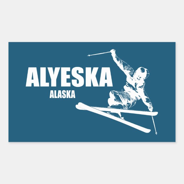 Sticker Rectangulaire Skier de l'Alaska d'Alyeska (Devant)