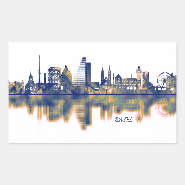 Sticker Rectangulaire Skyline de Bâle (Devant)