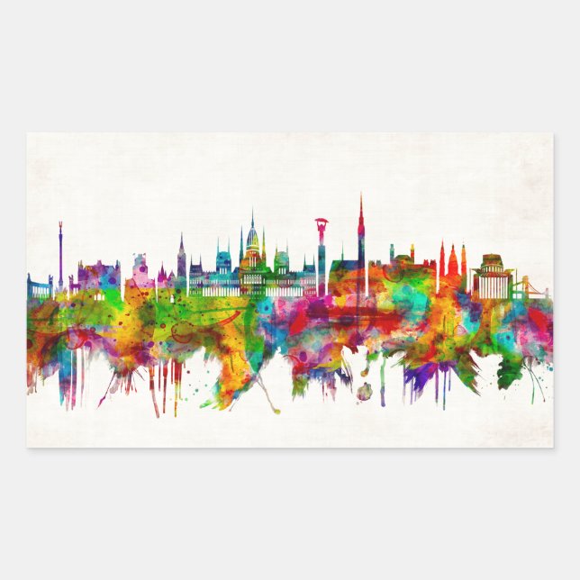 Sticker Rectangulaire Skyline de Budapest (Devant)