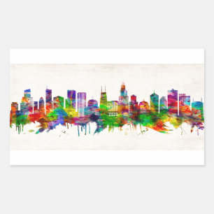 Sticker Rectangulaire Skyline de l'Illinois