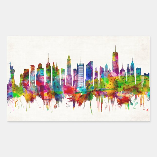 Sticker Rectangulaire Skyline de New York (Devant)