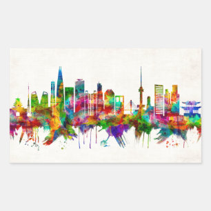 Sticker Rectangulaire Skyline Séoul Corée du Sud