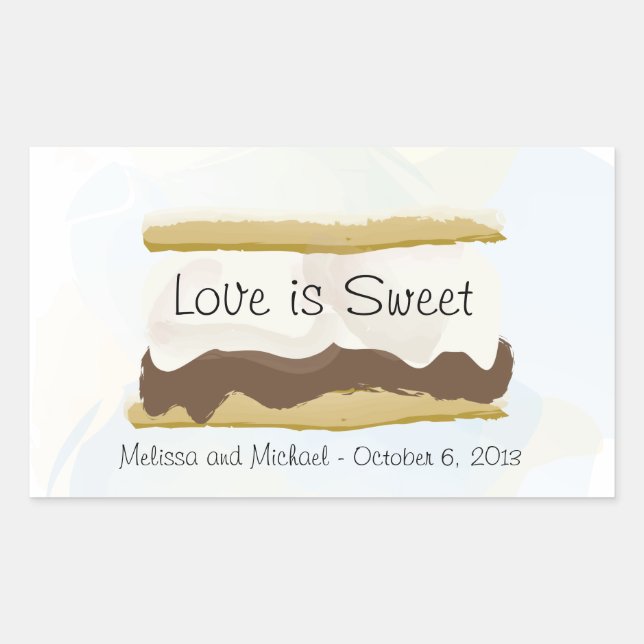 Sticker Rectangulaire S'mores L'amour est doux (Devant)