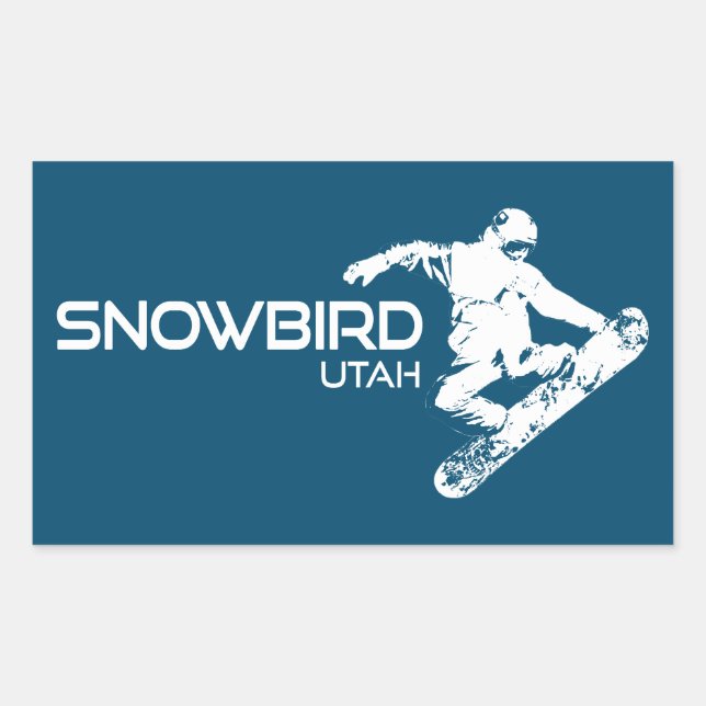 Sticker Rectangulaire Snowbird Utah Snowboardeur (Devant)