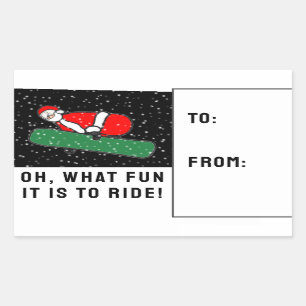 Sticker Rectangulaire Snowboarder Snowboard Holiday Tags cadeaux