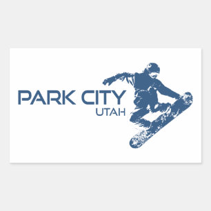 Sticker Rectangulaire Snowboardeur Park City Utah
