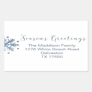 Sticker Rectangulaire Snowflake Christmas Retourner l'adresse Label Stic