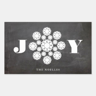 Sticker Rectangulaire Snowflakes Dots Fleur Joie Chalet Chic Holiday