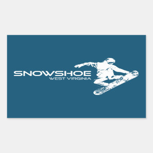 Sticker Rectangulaire Snowshoe Mountain West Virginia Snowboarder